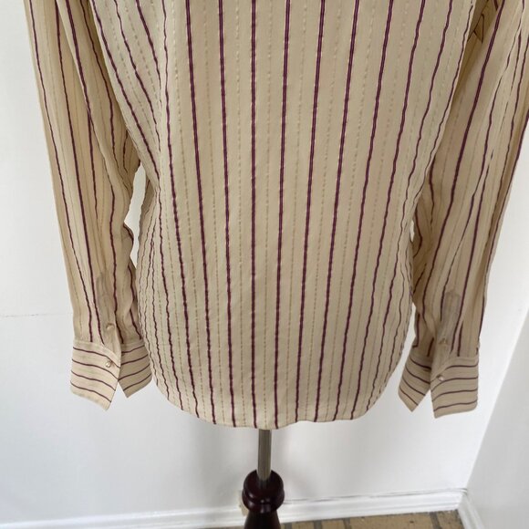 Ralph Lauren Black Label Silk Blouse Shirt Top Striped French Cuffs - Picture 12 of 12